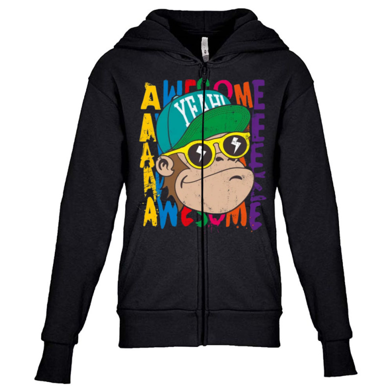 Awesome Cool Monkey Youth Zipper Hoodie by Charity Aduset | Artistshot