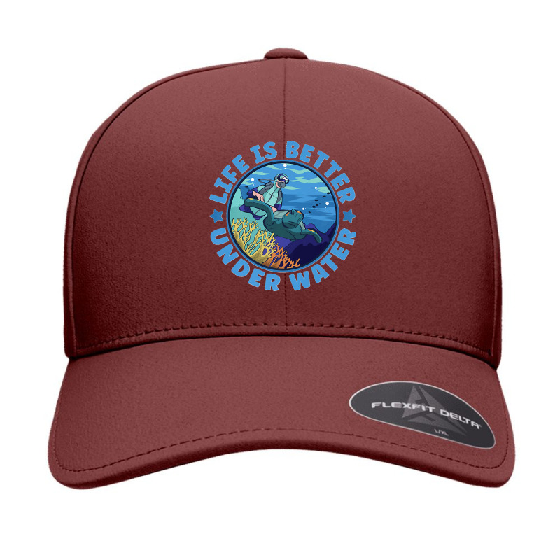 Life Is Better Under Water Marine Biology Scuba Diver Premium Seamless Cap | Artistshot