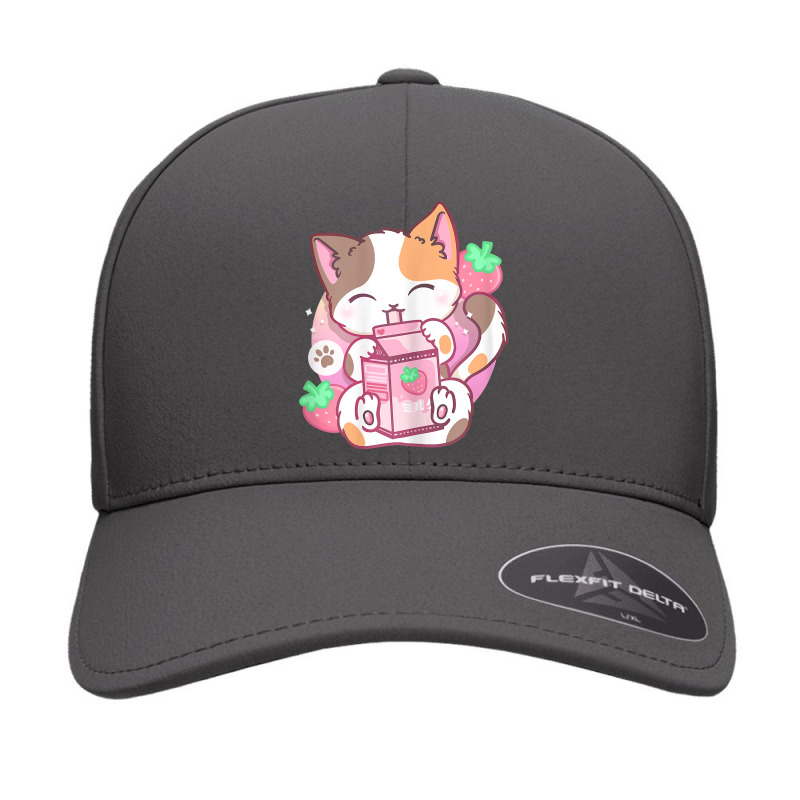 Strawberry Shake Strawberry Milk Cat Kawaii Neko Anime T Shirt Seamless Cap by butacnlzaidelpz | Artistshot