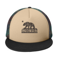 California Republic Flag Tribal Grizzly Bear   Bkp1 T Shirt Foam Snapback Hat | Artistshot