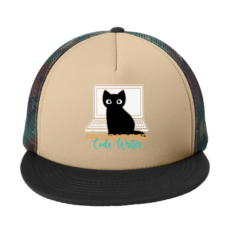 Funny Cat Programmer Code Writer Programming Codin Foam Snapback Hat | Artistshot