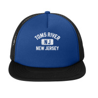 Toms River Nj New Jersey Gym Style Distressed White Print T Shirt Foam Snapback Hat | Artistshot