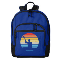 Canoe T  Shirt Canoeing Silhouette On A Distressed Retro Sunset Produc Basic Backpack | Artistshot