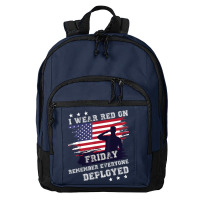 I Wear Red On Friday Remember Deployed American Flag Retro T Shirt Basic Backpack | Artistshot