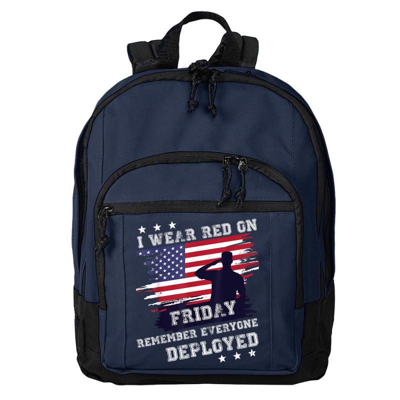 I Wear Red On Friday Remember Deployed American Flag Retro T Shirt Basic Backpack | Artistshot