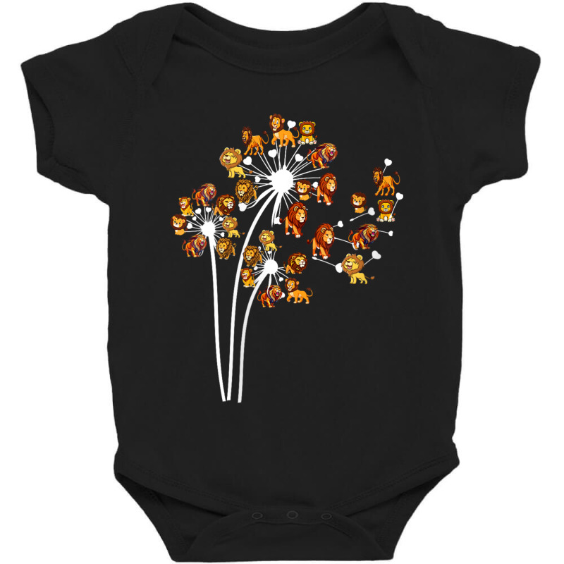 Womens Womens Floral Lion Dandelion Wild Animals Baby Bodysuit by Charity Aduset | Artistshot