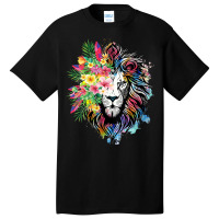 Womens Floral Lion Wild Animals For Lion Lovers Basic T-shirt | Artistshot