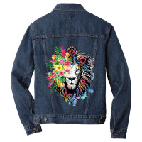 Womens Floral Lion Wild Animals For Lion Lovers Men Denim Jacket | Artistshot