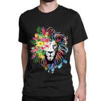 Womens Floral Lion Wild Animals For Lion Lovers Classic T-shirt | Artistshot