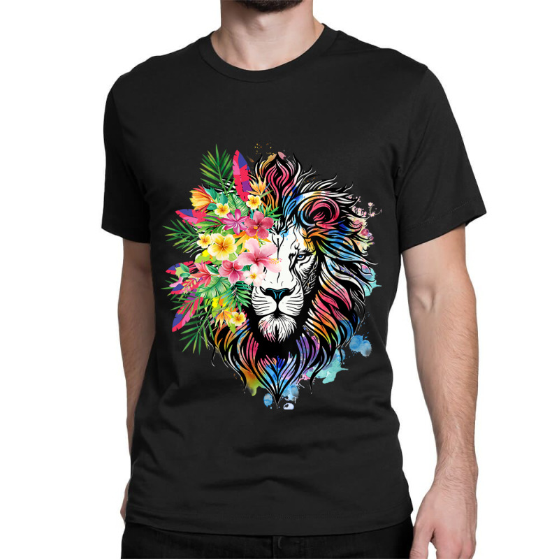 Womens Floral Lion Wild Animals For Lion Lovers Classic T-shirt by Charity Aduset | Artistshot