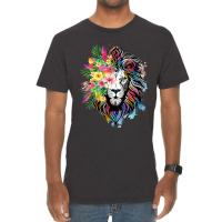 Womens Floral Lion Wild Animals For Lion Lovers Vintage T-shirt | Artistshot