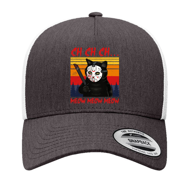 Chchch Meow Meow Horror Cat Bloody Knife Hilarious Halloween 147 Yupoong Trucker Cap by peafowl | Artistshot