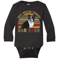 Best Boston Terrier Dad Ever Retro Vintage Father's Day Long Sleeve Baby Bodysuit | Artistshot