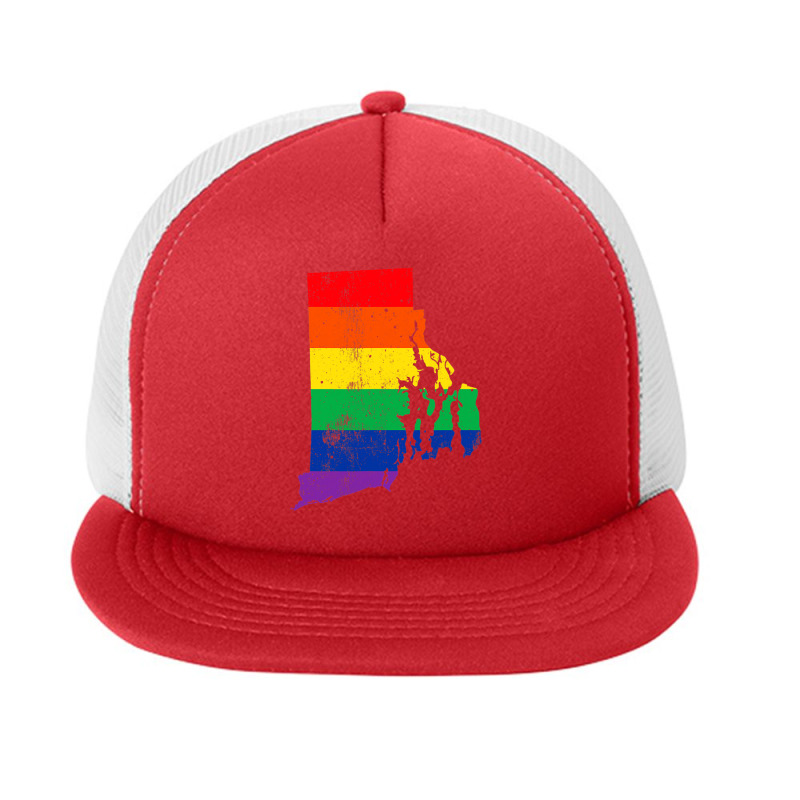 Rhode Island Rainbow Flag Map Gay Pride Lesbian Lgbt Foam Snapback hat by GrahamWalsh | Artistshot