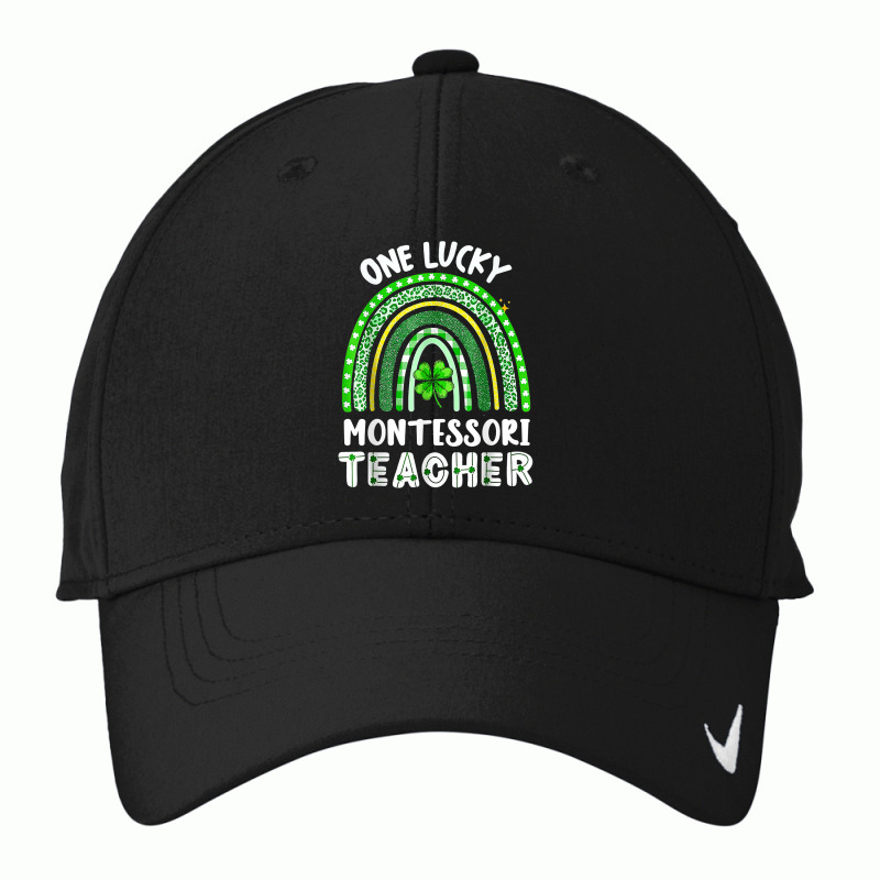 One Lucky Montessori Teacher Rainbow St Patrick’s Day T Shirt Nike Dri-fit Cap | Artistshot