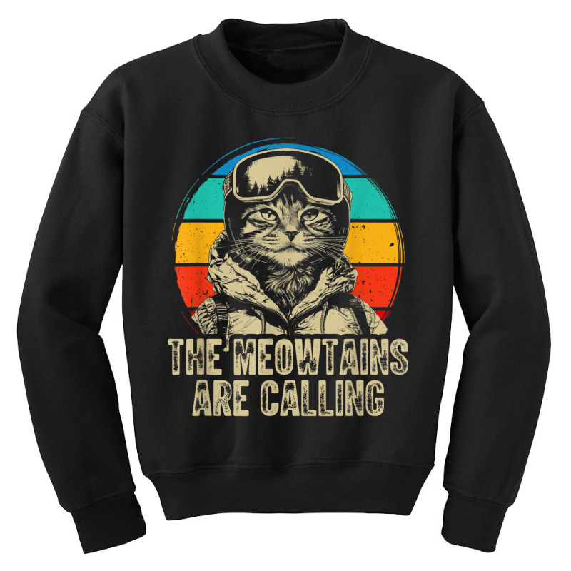 The Meowtains Are Calling Cat Snowboard Youth Sweatshirt by Charity Aduset | Artistshot