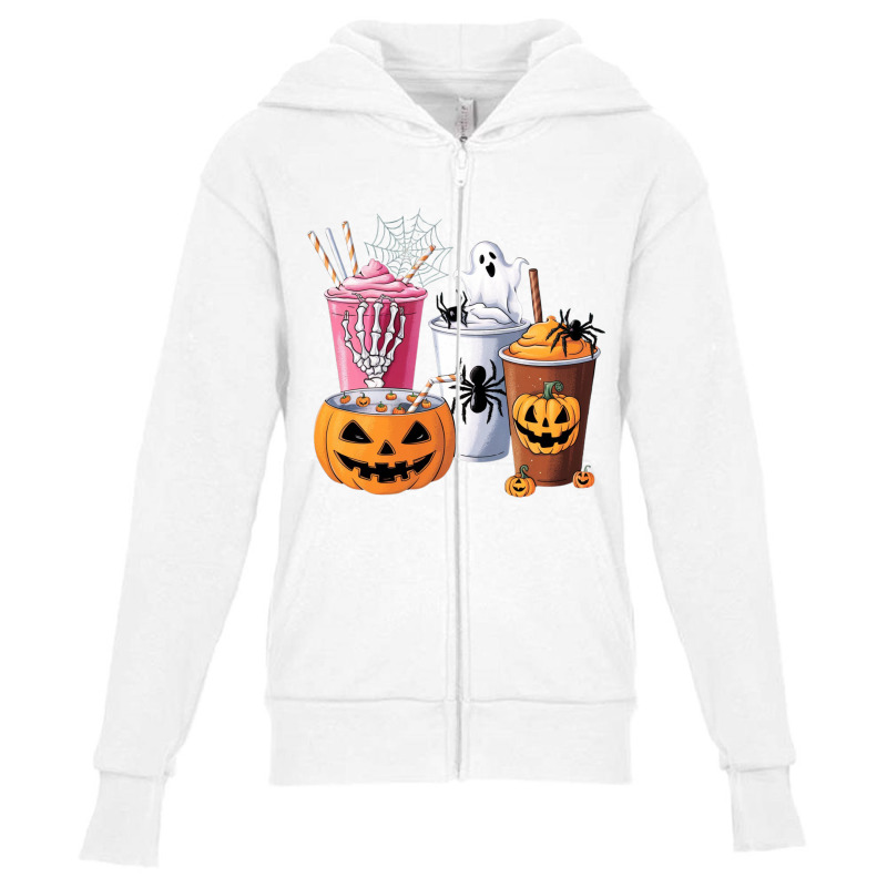 A Pink Drink Topped With A Skeletal Hand,a Unique Youth Zipper Hoodie | Artistshot