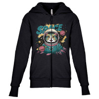 Astronaut Cat Youth Zipper Hoodie | Artistshot