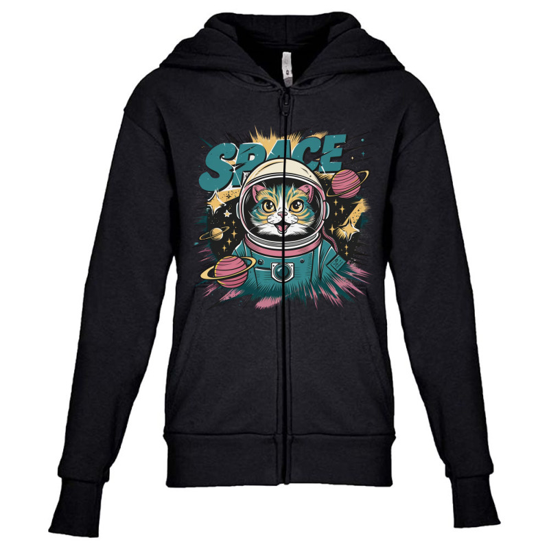 Astronaut Cat Youth Zipper Hoodie by Charity Aduset | Artistshot