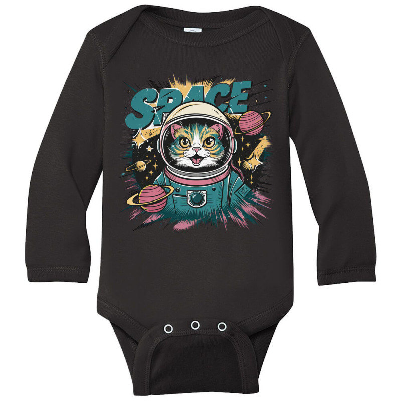 Astronaut Cat Long Sleeve Baby Bodysuit by Charity Aduset | Artistshot