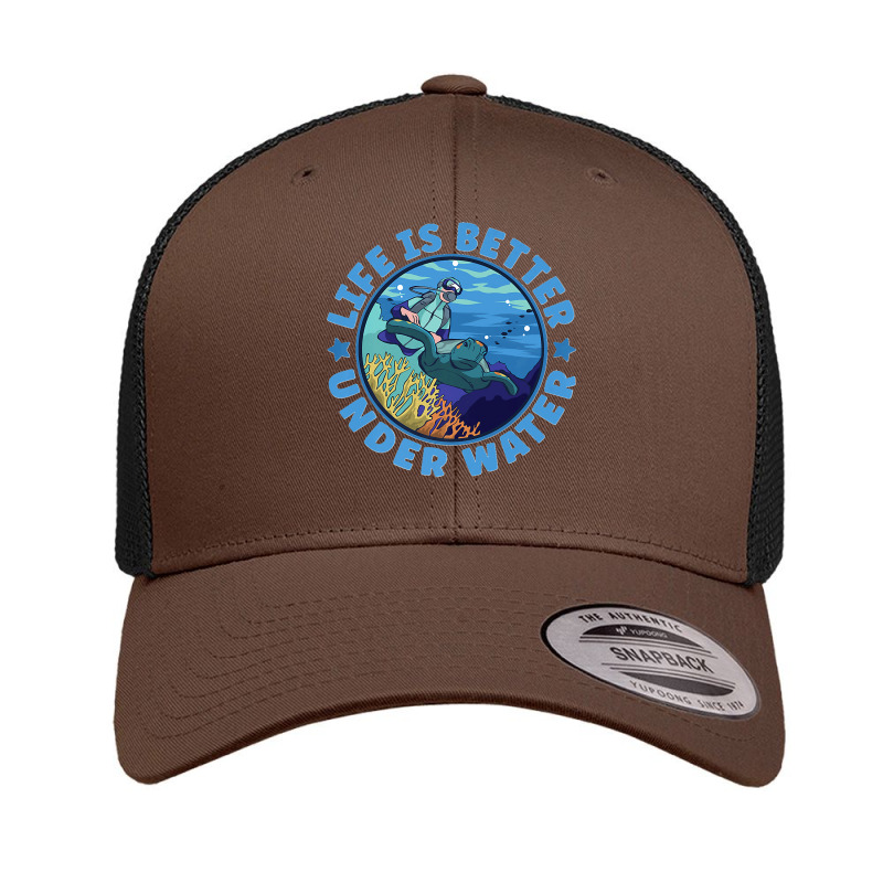 Life Is Better Under Water Marine Biology Scuba Diver Premium Retro Trucker Cap | Artistshot