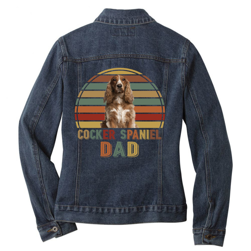 Cocker Spaniel Dad Retro Vintage Father's Day Gift Ladies Denim Jacket by vip.pro123 | Artistshot