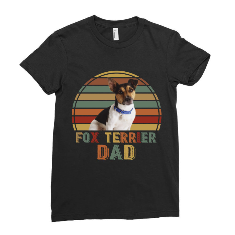 Fox Terrier Dad Retro Vintage Father's Day Gift Ladies Fitted T-Shirt by vip.pro123 | Artistshot