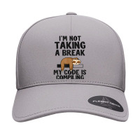 I'm Not Taking A Break My Code Is Compiling Sloth Programmer Seamless Cap | Artistshot