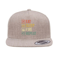 Fire T  Shirt Funny Eat Sleep Fire Repeat Retro Vintage Gift T  Shirt 5 Panel Snapback Cap | Artistshot