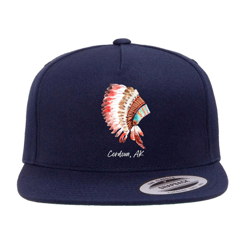 Native Indian Tribal Headdress Art T  Shirt Cordova Alaska Watercolor 5 panel snapback cap by baroncrona555 | Artistshot