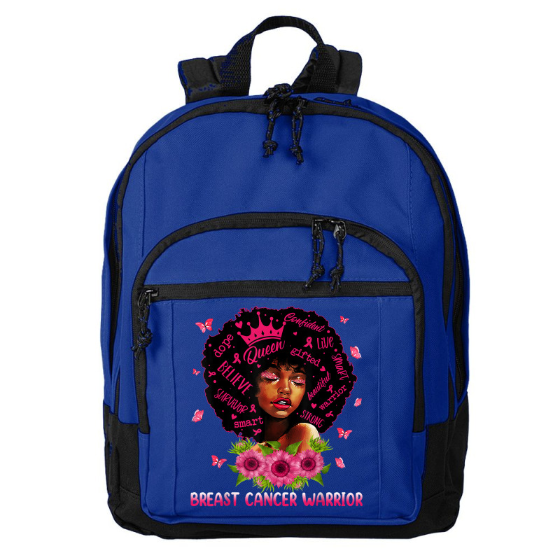 Black Women Black Queen Breast Cancer Warrior Pink Ribbon T Shirt Basic Backpack | Artistshot