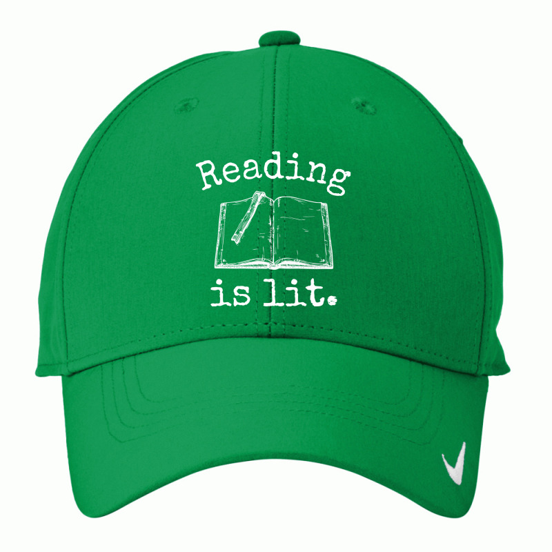 Reading Is Lit Open Book With Bookmark Design Funny Gift For Bookworm Nike Dri-FIT Cap by EdahArt | Artistshot