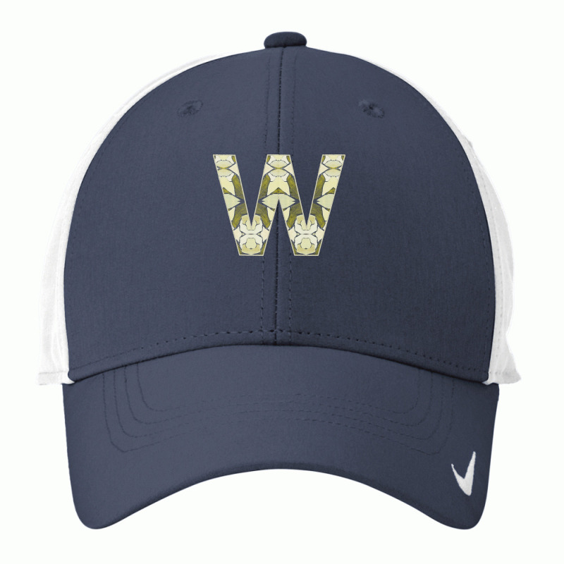 Letter W T  Shirt Letter W Monogram Olive Green Abstract Pattern Paint Nike Dri-fit Cap | Artistshot