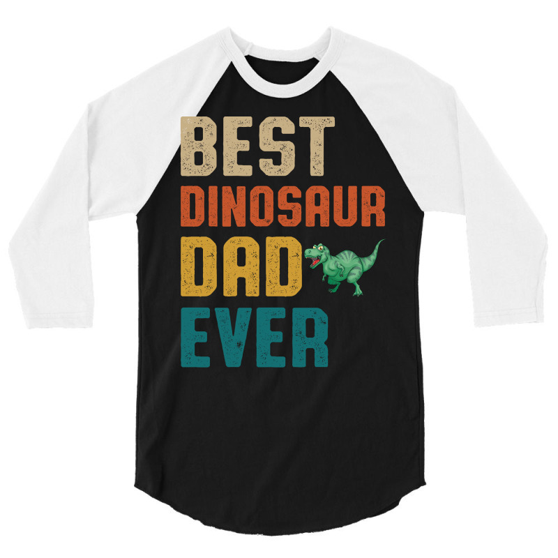 Best Dinosaur Dad Ever Retro Vintage  Father's Day Gift 3/4 Sleeve Shirt | Artistshot