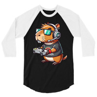 Funny Capybara Gamer Headphone Shades 3/4 Sleeve Shirt | Artistshot