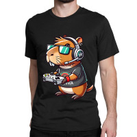 Funny Capybara Gamer Headphone Shades Classic T-shirt | Artistshot