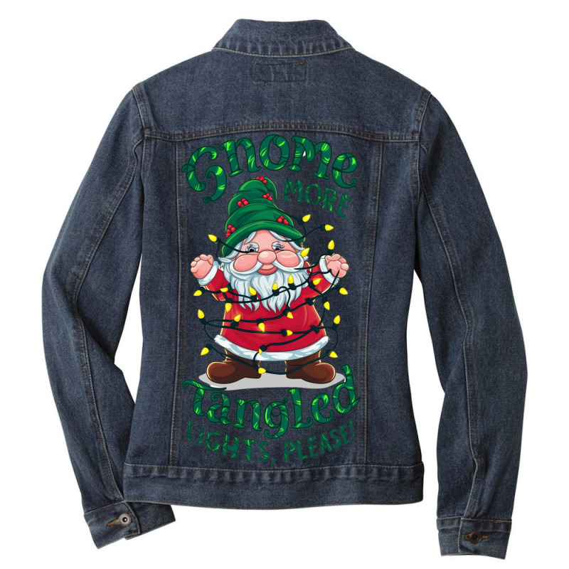 Gnome More Tangled Lights, Please Ladies Denim Jacket by Sandy | Artistshot