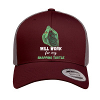 Snapping Turtle Will Work For Snapping Turtle Lover Reptile T Shirt Retro Trucker Cap | Artistshot