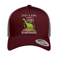 Just A Girl Who Loves Dinosaurs Brachiosaurus Paleontologist Retro Trucker Cap | Artistshot