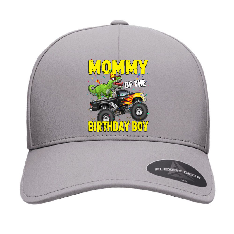 Mommy Of The Birthday Boy Dinosaurs T Rex Monster Truck Characters Car Seamless Cap | Artistshot