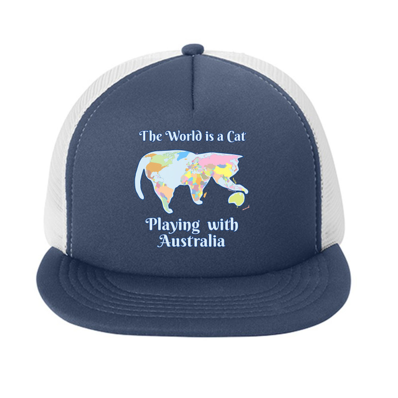 Funny World Is A Cat Playing Map T Shirt Foam Snapback Hat | Artistshot