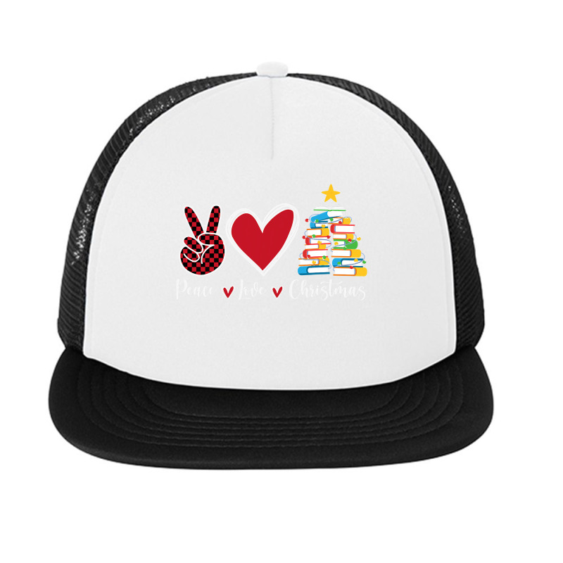 Peace Love Christmas Tshirt   Funny Christmas Tree Book Tree T Shirt Foam Snapback hat by Maria_Jezierski | Artistshot