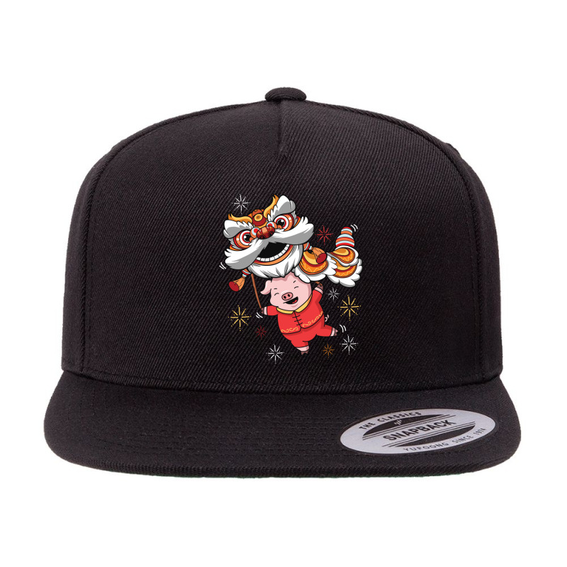 Dragon Lion Dancing Pig Chinese New Year 2019 5 panel snapback cap by Hoang95 | Artistshot