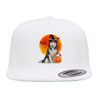 Dog Halloween Siberian Husky Jack O Lantern Pumpkin 5 Panel Snapback Cap | Artistshot