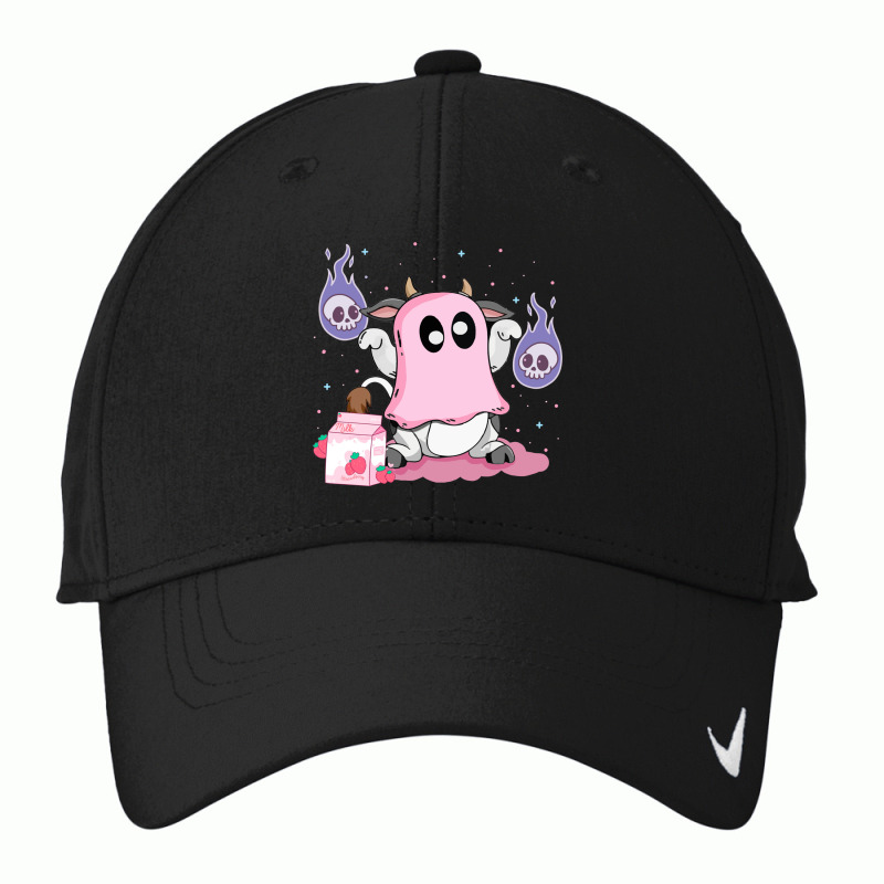 Kawaii Pastel Goth Cute Creepy Strawberry Milk Ghost Cow Nike Dri-FIT Cap by UbengArt | Artistshot