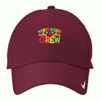 Funny Montessori Crew Montessori Teacher Back To School T Shirt Nike Dri-fit Cap | Artistshot