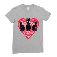 3 Abstract Cats On A Heart Ladies Fitted T-shirt | Artistshot