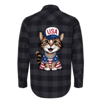 A Cat With Usa Flag Flannel Shirt | Artistshot