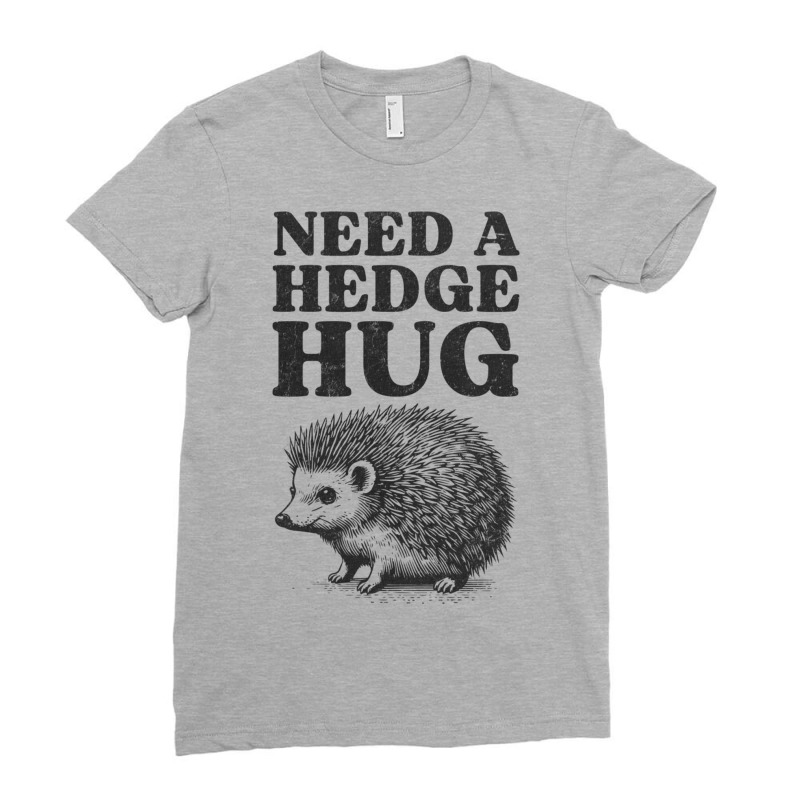 Cute Hedgehog Hug For Animal Pun Introverts Lover Ladies Fitted T-Shirt by Sandy | Artistshot