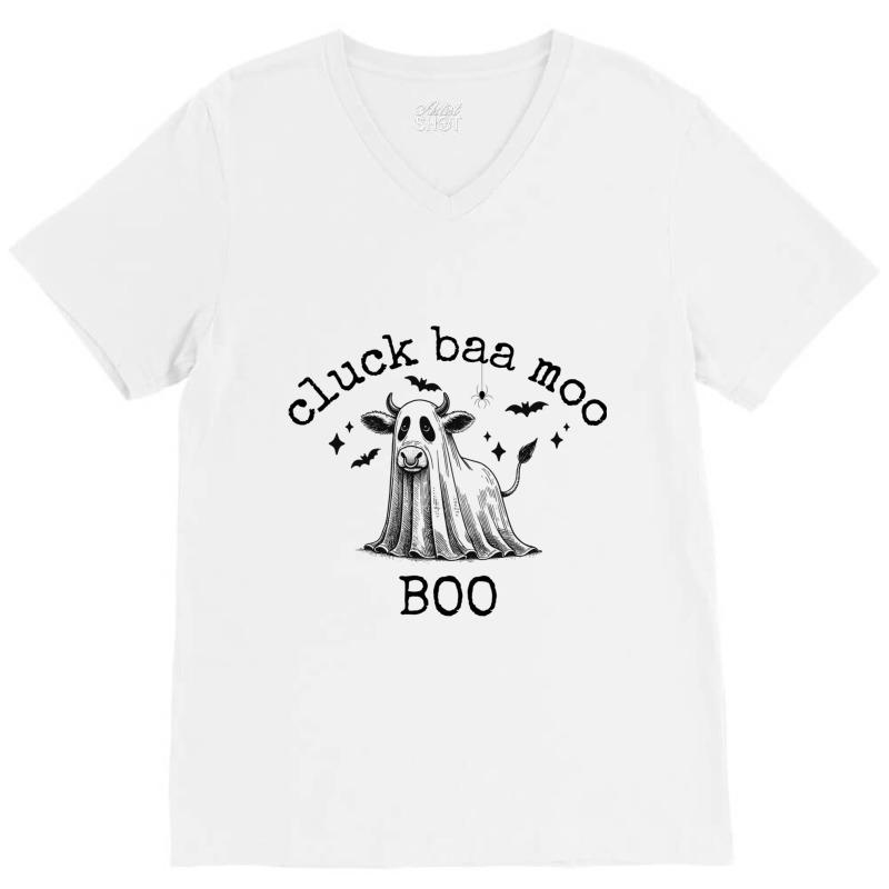 Cluck Baa Moo Boo Halloween V-Neck Tee by Sandy | Artistshot